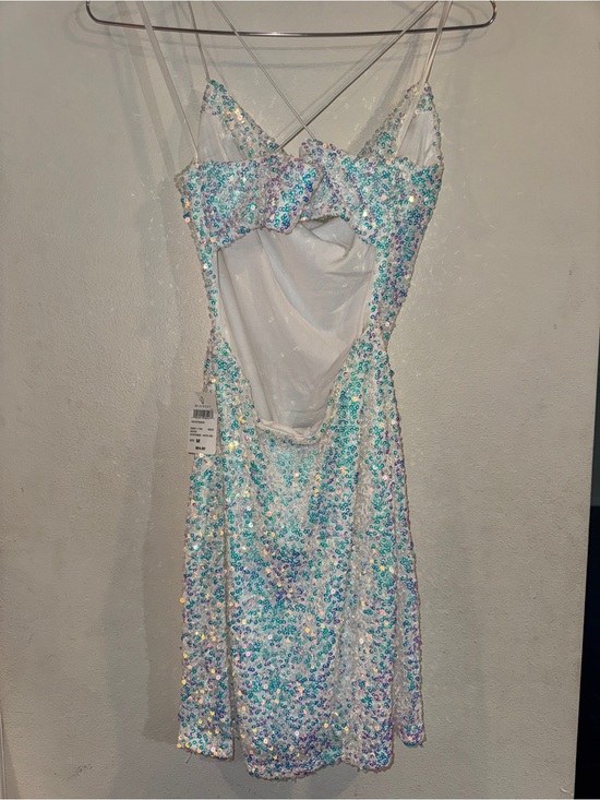 Windsor Dresses & Skirts - Windsor White Sequin Dress with Aqua & Lavender Accents